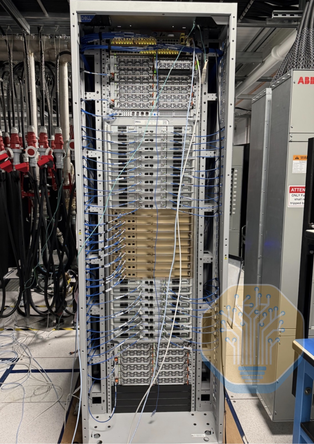Dell engineering sample Vera Rubin NVL72 rack at CoreWeave without scale-out fabric cabling